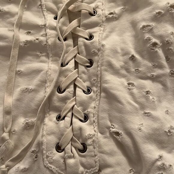 NSF Distressed Lace Up Pullover XS - Picture 3 of 4